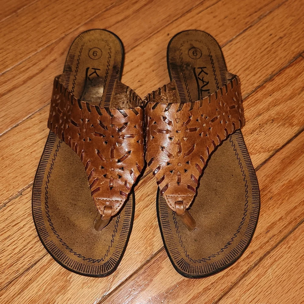 Kalli Brown Flip Flop Sandals - Picture 2 of 2